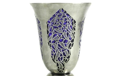 Pure Silver Overlay Leaf Footed Vase