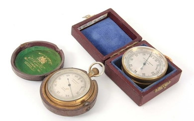 ROSS, LONDON. A BRASS CASED POCKET BAROMETER with