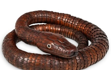 Rare Japanese Boxwood Articulated Snake