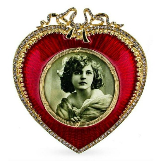 Red Guilloche Heart Picture Frame