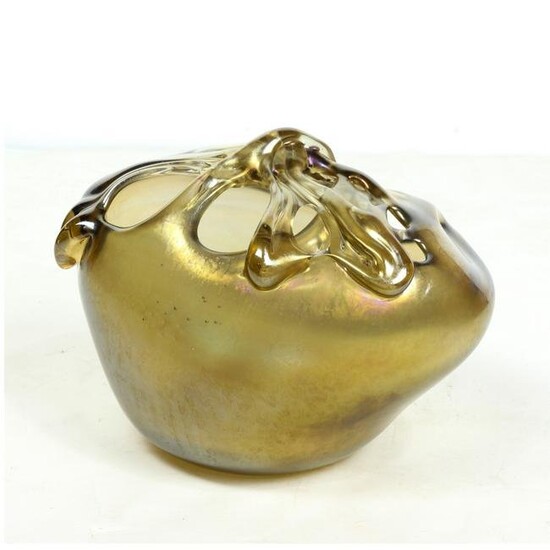 Robert Fritz studio gold iridescent glass vase