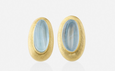 Haroldo Burle Marx, Forma livre aquamarine and gold earrings