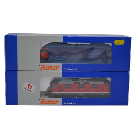 Roco HO gauge model railway locomotives, two Swiss diesel engines.