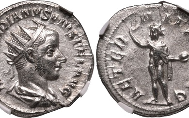 Roman Empire Gordian III AD 241-243 AR Antoninianus NGC Ch XF Strike: 5/5 Surface: 3/5