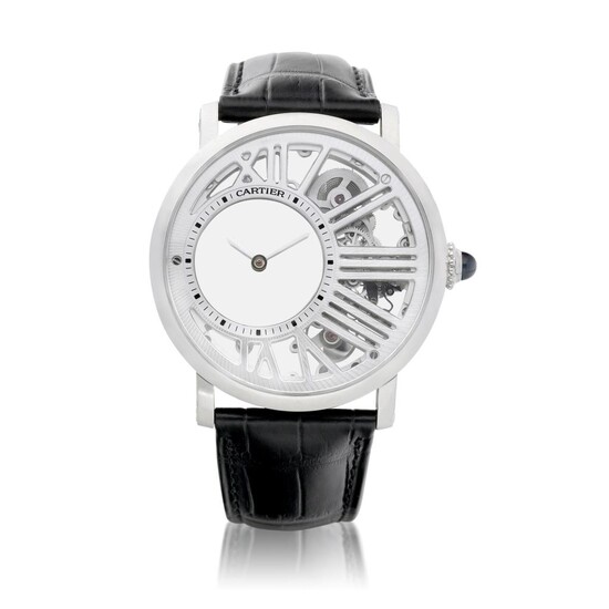 Rotonde de Cartier, Reference WHRO0014 | A palladium skeletonised mystery wristwatch, Circa 2017 | 卡地亞 | Rotonde de Cartier 型號WHRO0014 | 鈀金屬鏤空神秘腕錶，約2017年製, Cartier