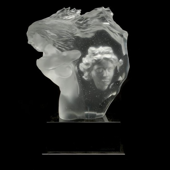 Roubleff French Pate de Verre Glass Surrealistic Nude
