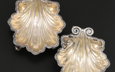 Russian Gold Washed 800 Silver Footed Leaf Bonbon Dishes, Mid-19th C.
