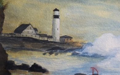 Ruth Munyan, Light Tower, seascape, watercolor