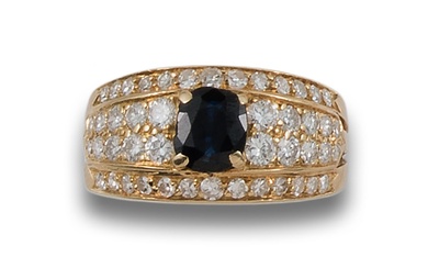 SAPPHIRE AND DIAMONDS RING, IN YELLOW GOLD