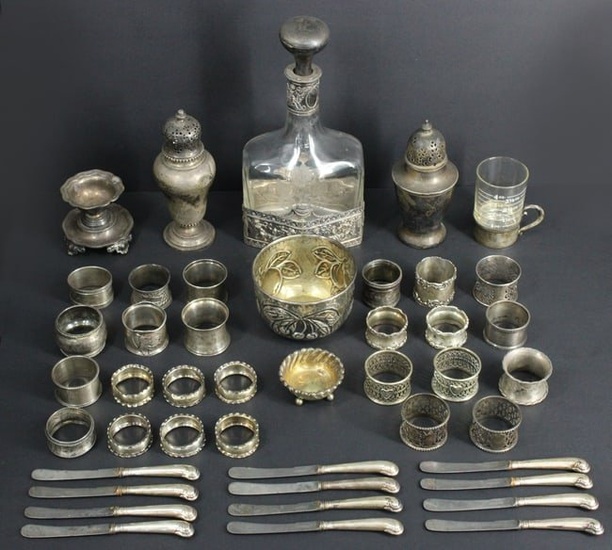 SILVER. Sterling and Silver Hollowware Grouping.