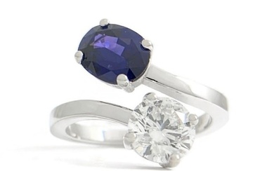 Sapphire Diamond 2-Stone Ring