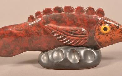 Seagreaves Hand-Molded Redware Fish-Form Whistle.