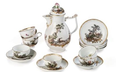 A Rare Coffee Service with Hunting Motifs, Meissen c. 1745