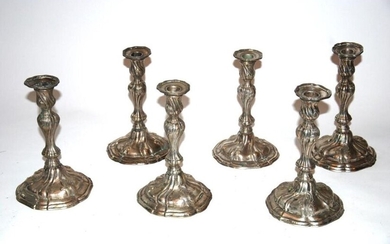 Set of six silver candle holders