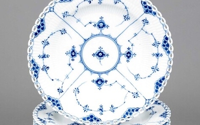 Seven dinner plates, Royal Copenhagen, Denmark, end of 20th c., 2nd choice, model no. 1084, décor