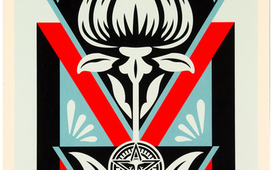 Shepard Fairey (1970), Obey Deco Flower (Black) (2019)