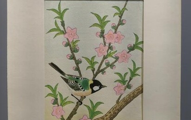Shizu Ashikaga Japanese Woodblock Print Small Bird