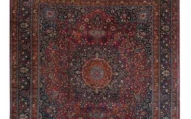 Signed Semi-Antique Mashad Carpet