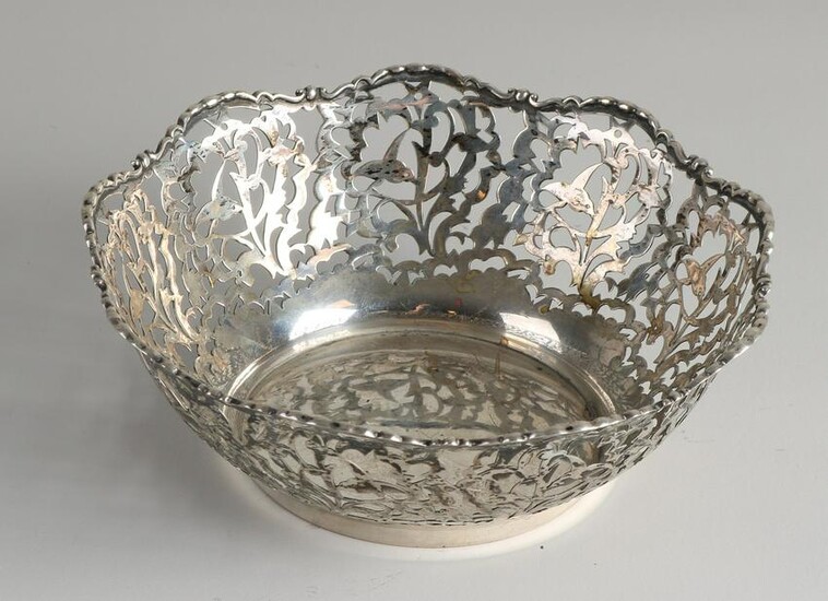 Silver bowl, 800/000, round sawn model with Biedermeier