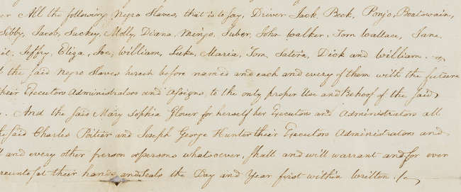 Slavery in the Bahamas.- 2 indentures concerning the sale of land, property and slaves in the Bahamas to Charles Poitier and Joseph George Hunter, Ds.s., manuscripts on paper, red wax seals, 1811.