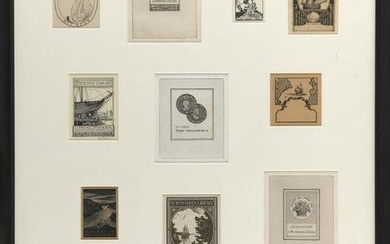 THOMAS WILLOUGHBY NASON (Massachusetts/Connecticut, 1889-1971), Group of 14 book plates., Bookplates