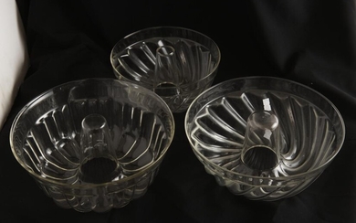 THREE GLASS JELLY OR TERRINE MOULDS, LEONARD JOEL LOCAL DELIVERY SIZE: SMALL
