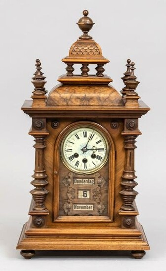 Table clock wood, around 1900