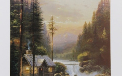 Thomas Kinkade, Evening in the Forest, Offset Lithograph