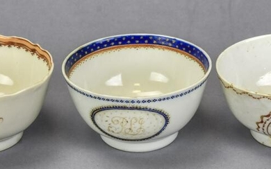 Three Antique 18th C Chinese Export Porcelain Cups