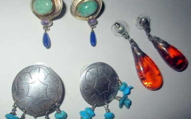 Three Pair of Vintage Sterling Earrings