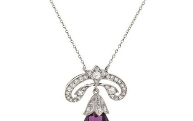 Tiffany & Co., Art Deco, Amethyst and Diamond Lavalier