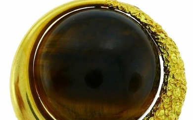 Tigerâ€™s Eye Yellow Gold Pendant Pin Brooch Clip