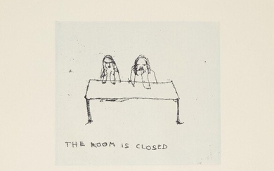 Tracey Emin CBE RA, British b.1963- The Room Is Closed, 2013; etching in colours on wove, signed, dated, titled and numbered 157/200 in pencil, sheet 36.2 x 38.2cm (unframed) (ARR) Note: this lot is accompanied by a Certificate issued by the Tracey...