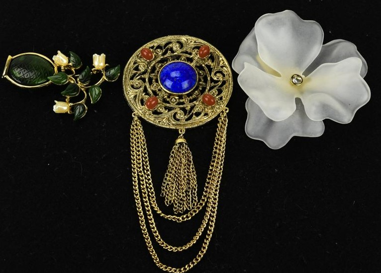 Trio of 3 Vintage Costume Brooches