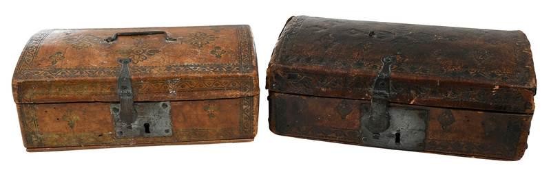 Two 18th Century Tooled Leather Document Boxes