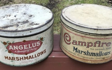 Two Antique Tin Canisters for Marshmallows