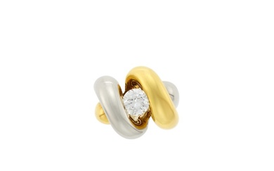 Two-Color Gold and Diamond Bombé Ring