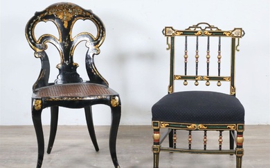 Two Victorian Lacquered Parlor Chairs