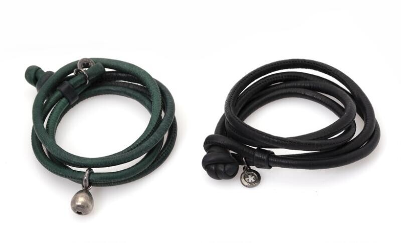 SOLD. Two bracelets respectively of green and black leather partly set with a "Sweet Drop" charm of sterling silver. (3) – Bruun Rasmussen Auctioneers of Fine Art