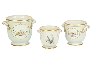 Two porcelain ice buckets by Vista Alegre, retailed by Thomas Goode and Co., in the Sevres style