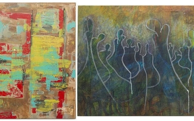 UNFRAMED POLYCHROME ABSTRACT OIL PAINTINGS