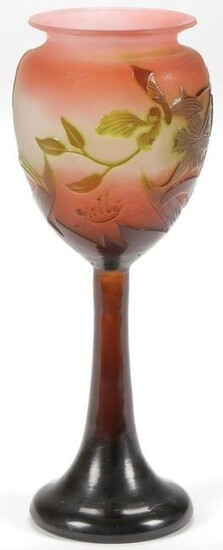UNIQUE GALLE FRENCH CAMEO GLASS GOBLET, C. 1900