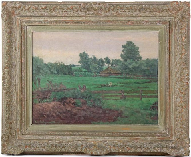 Unclearly signed, Polder near Woubrugge, canvas 40x53