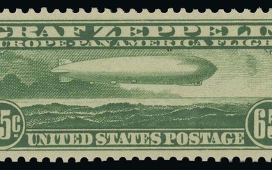 United States: Air Post 65c green Graf Zeppelin, never hinged, superbly-centered, exceptional...