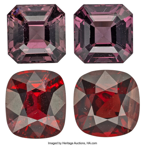 Unmounted Spinels Spinel: Cushion-shaped red weighing a total of...