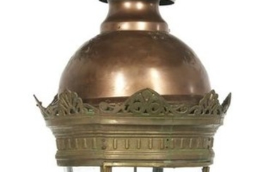Unusual Copper and Bronze Hall Lantern