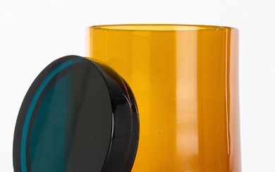VENOMS. Jar with lid, polychrome glass, Murano, Italy.