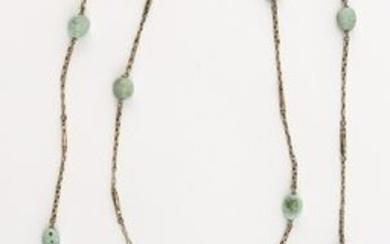 VINTAGE 14KT GOLD AND TURQUOISE LORGNETTE CHAIN Approx.