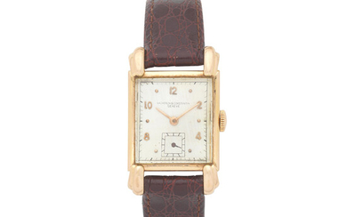 Vacheron & Constantin. An 18K rose gold manual wind rectangular wristwatch Circa 1945