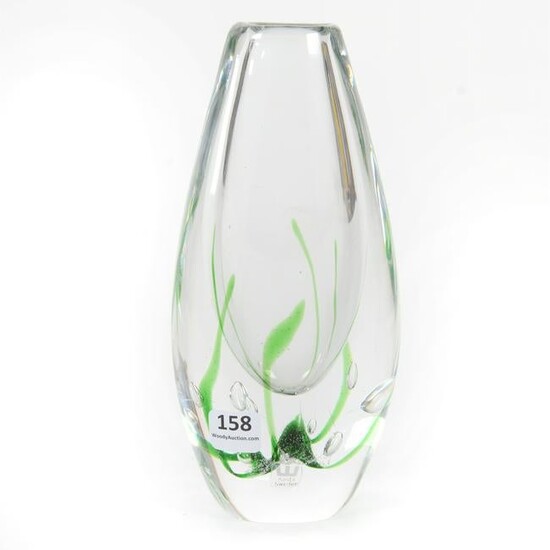 Vase, Contemporary Art Glass Signed Kosta Boda